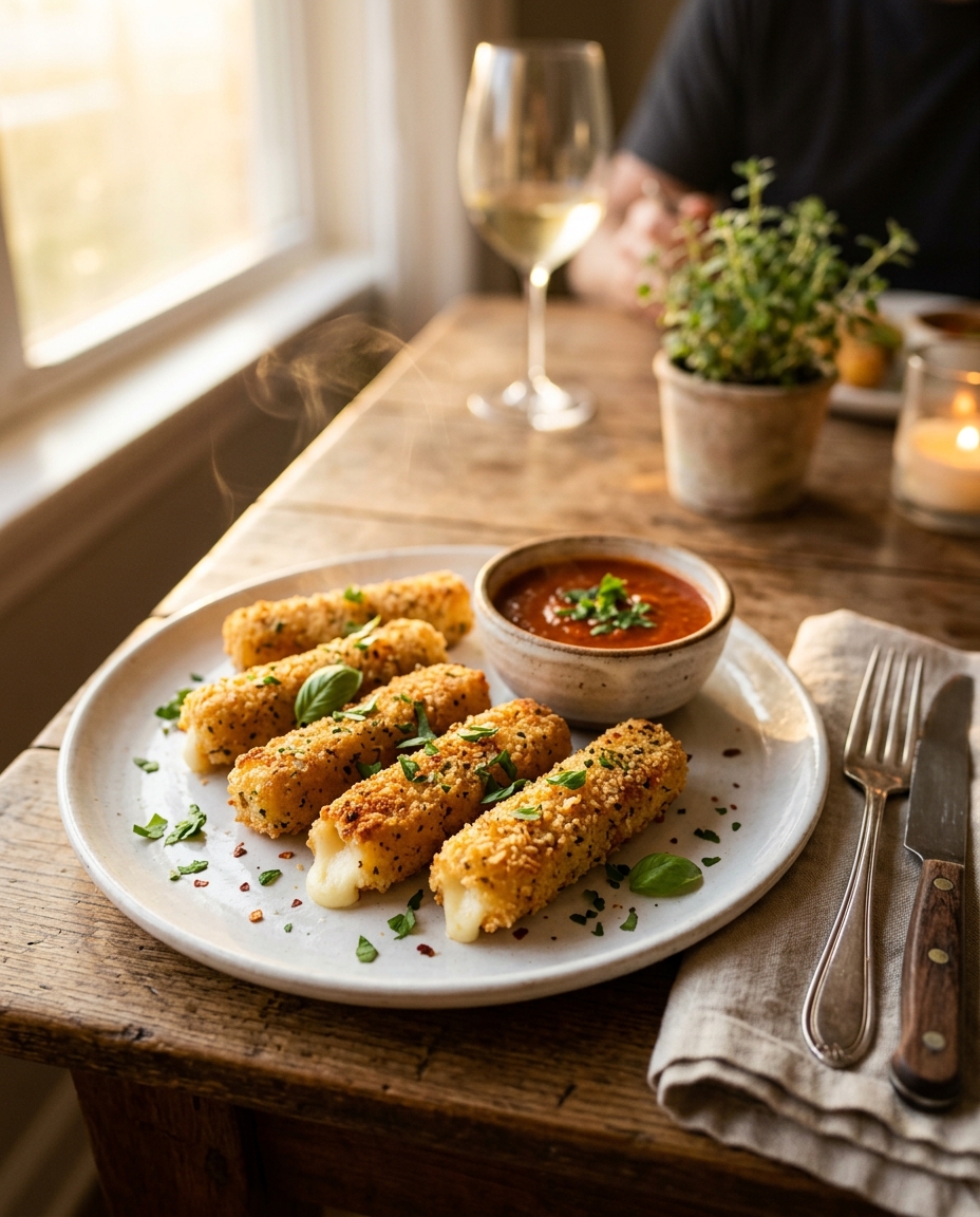 The Ultimate Baked Mozzarella Sticks Recipe served on a plate ready to eat