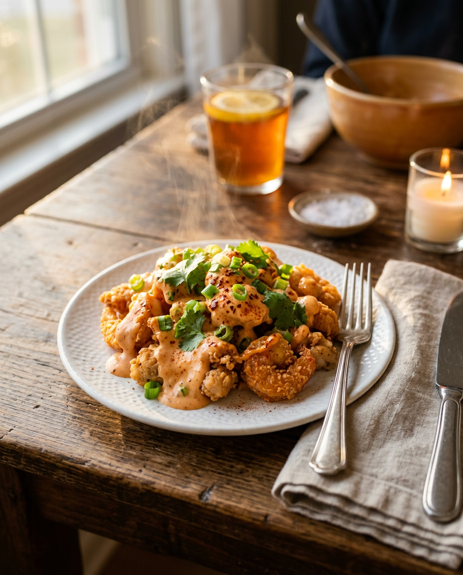 Homemade Bang Bang Sauce 5-Minute Copycat Recipe served on a plate ready to eat