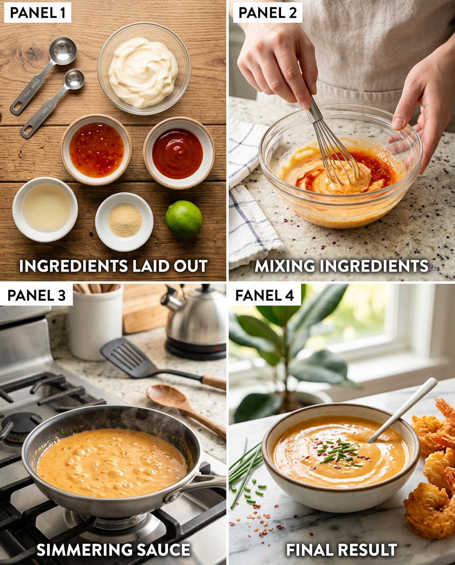 Step by step process for making Homemade Bang Bang Sauce 5-Minute Copycat Recipe