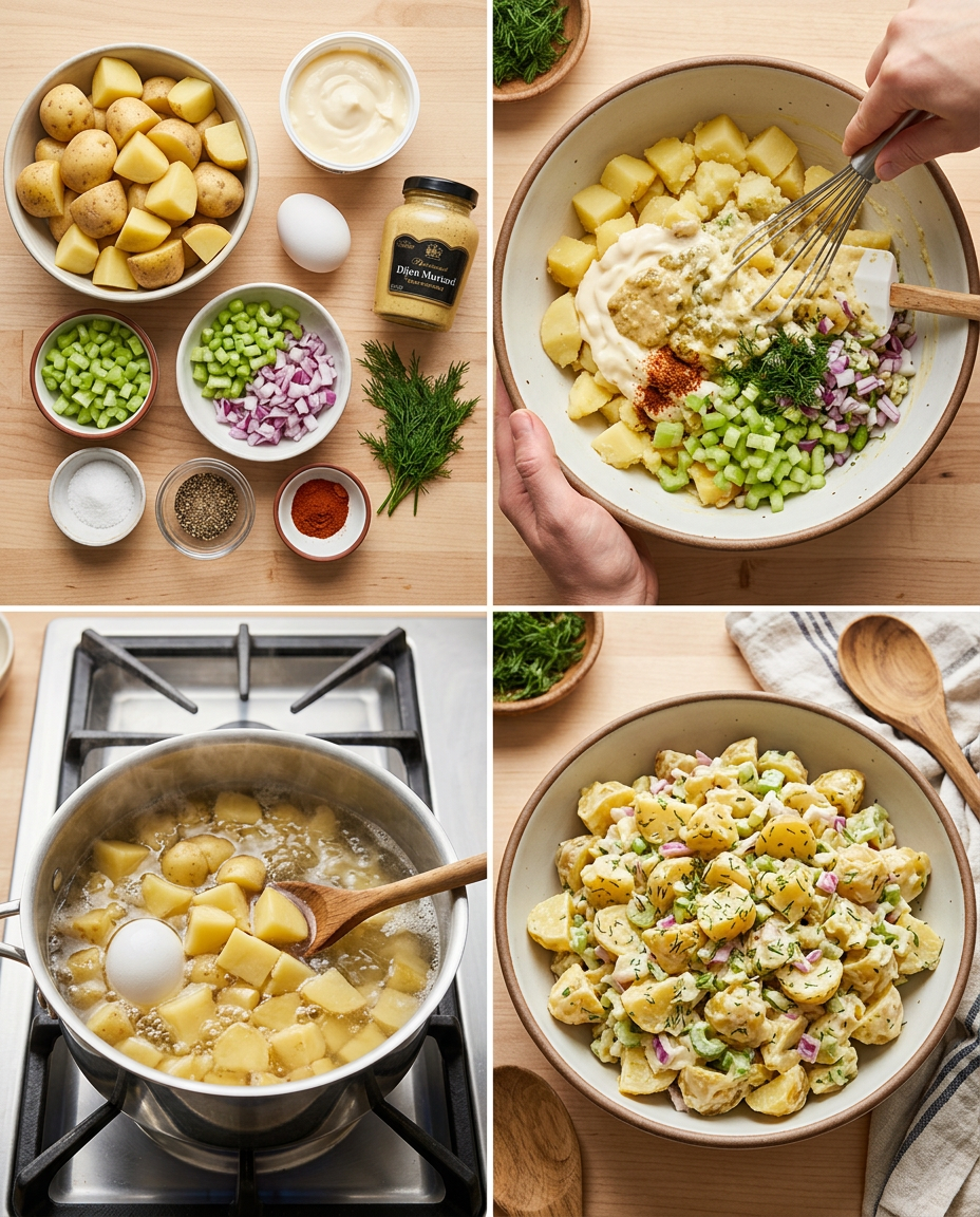 Step by step process for making Classic Potato Salad Recipe