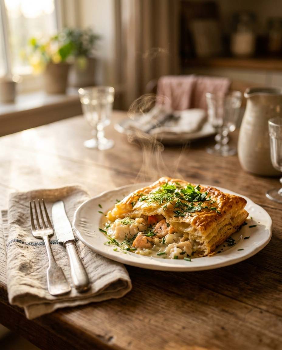 Easy French Fish Pie Recipe served on a plate ready to eat