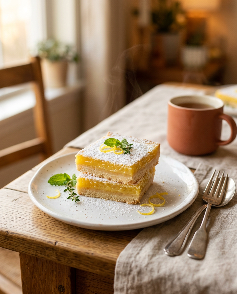 Easy Lemon Bars Recipe served on a plate ready to eat
