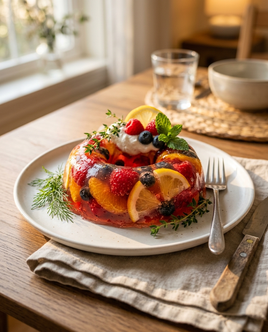 Citrus Berry Gelatin Weight Loss Recipe served on a plate ready to eat