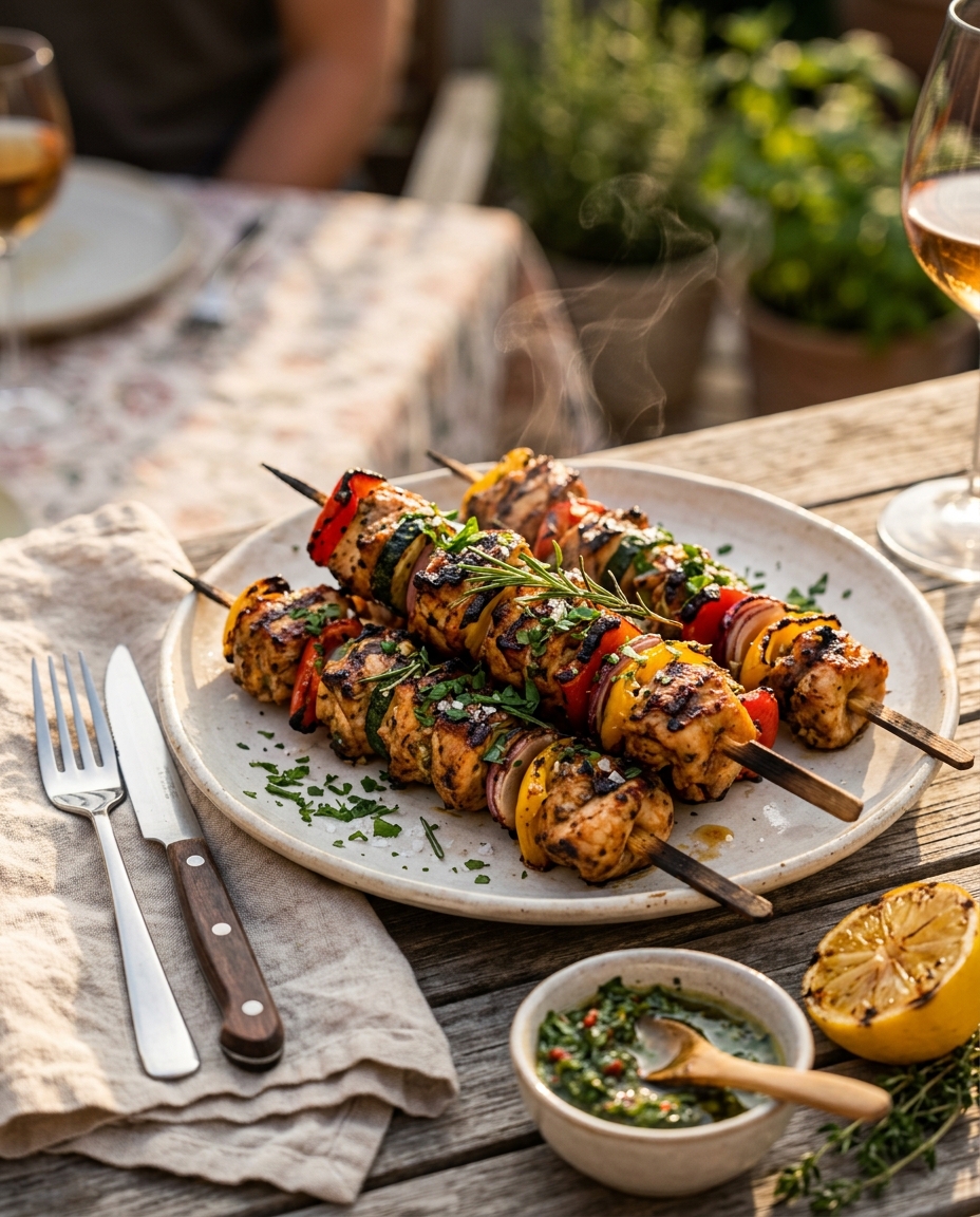 Perfect Grilled Chicken Skewers Recipe served on a plate ready to eat
