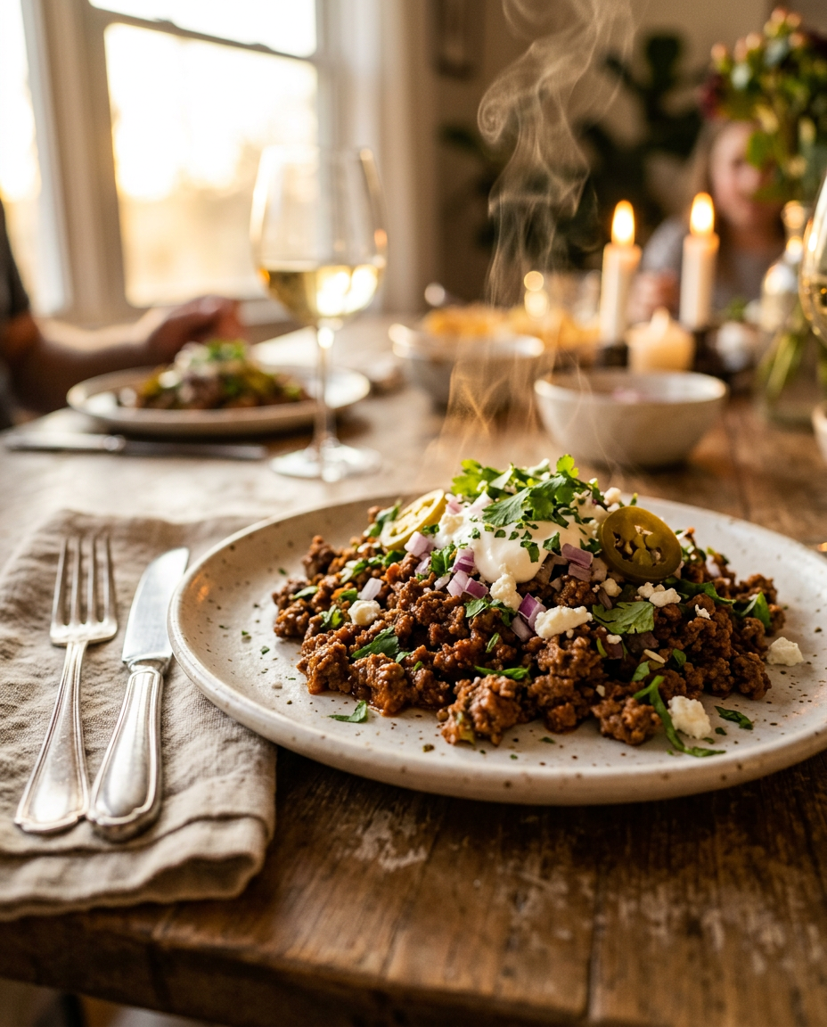 Best Homemade Taco Meat Recipe With Ground Beef served on a plate ready to eat
