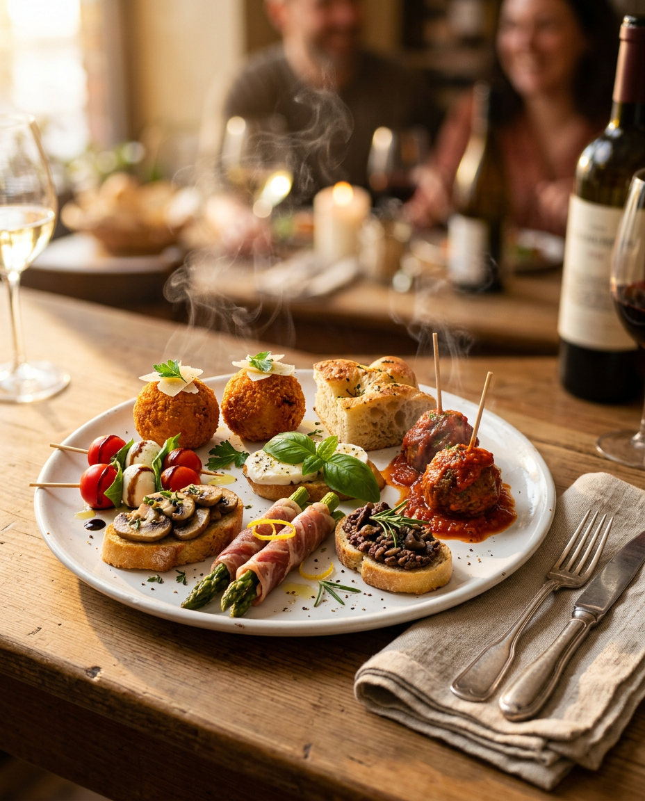 Best Italian Appetizers Recipe Collection - 25 Easy Party Foods served on a plate ready to eat