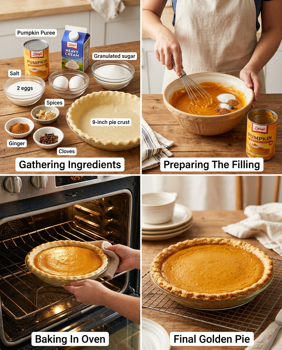 Step by step process for making Libby's Pumpkin Pie Recipe