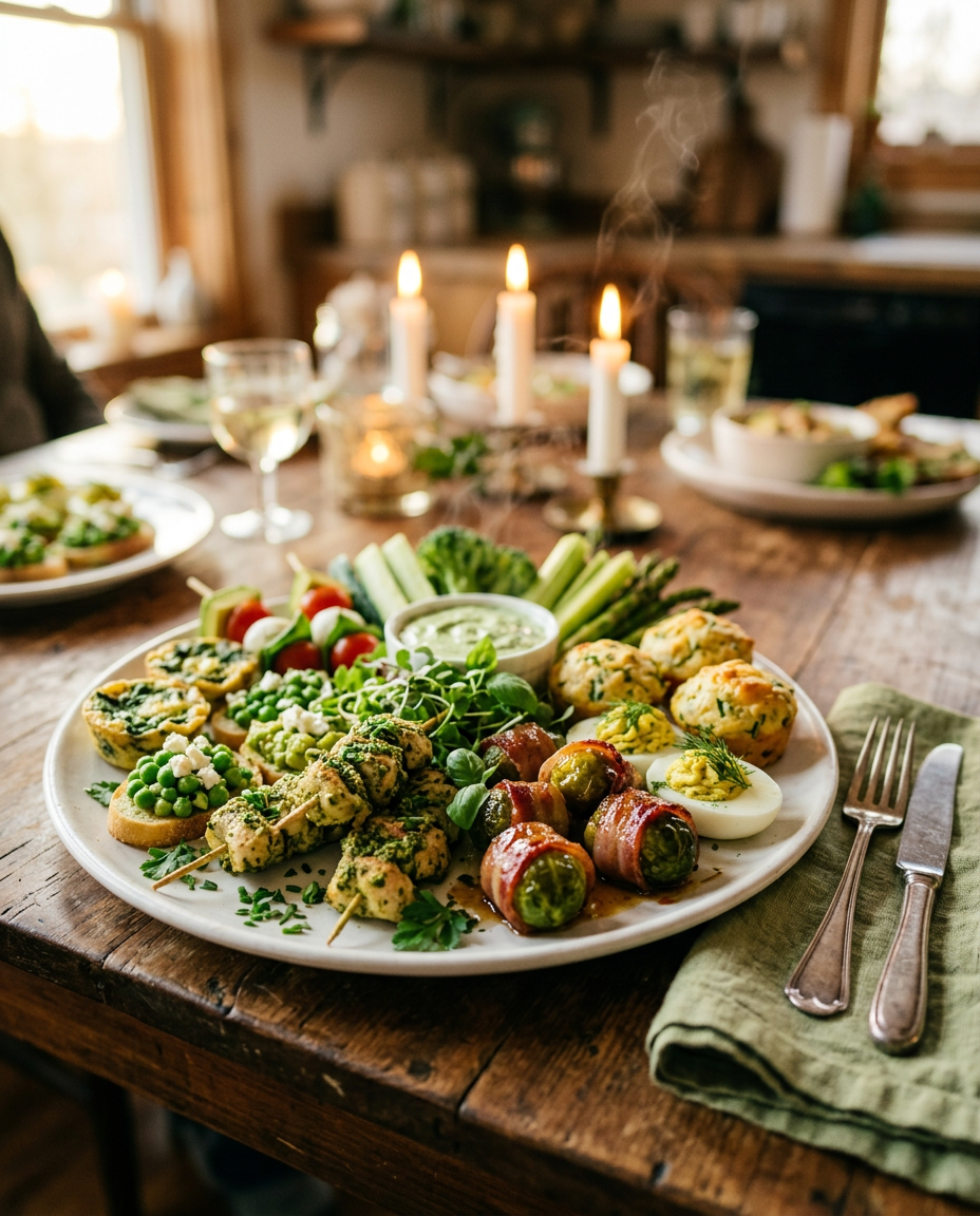 Easy St Patrick's Day Appetizers - 27 Green Party Foods served on a plate ready to eat
