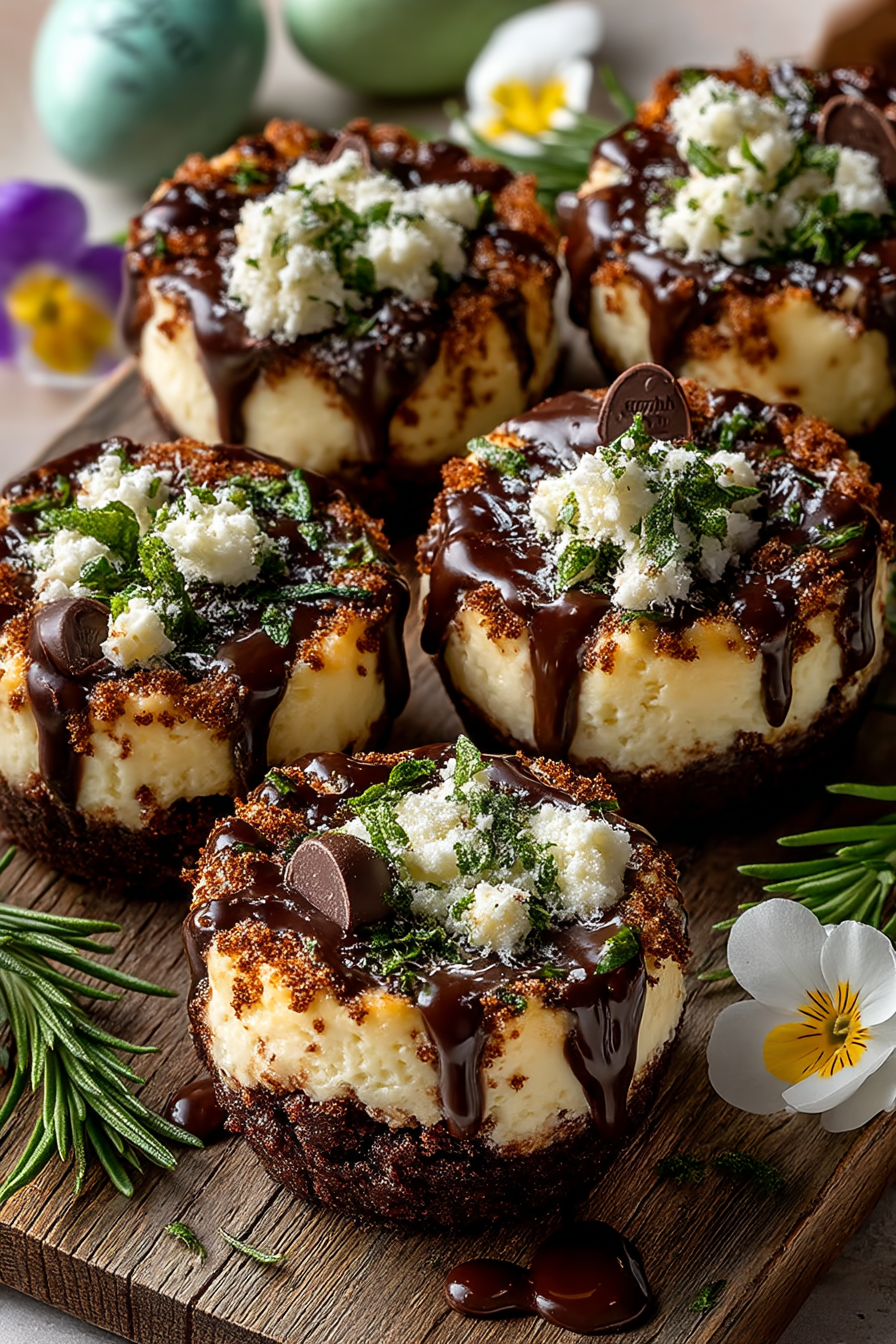 Cadbury Egg Cheesecake Cups - creamy no-bake dessert with chocolate eggs and cocoa topping