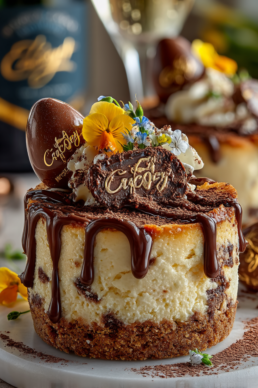 Cadbury Egg Cheesecake Cups - creamy no-bake dessert with chocolate eggs and cocoa topping