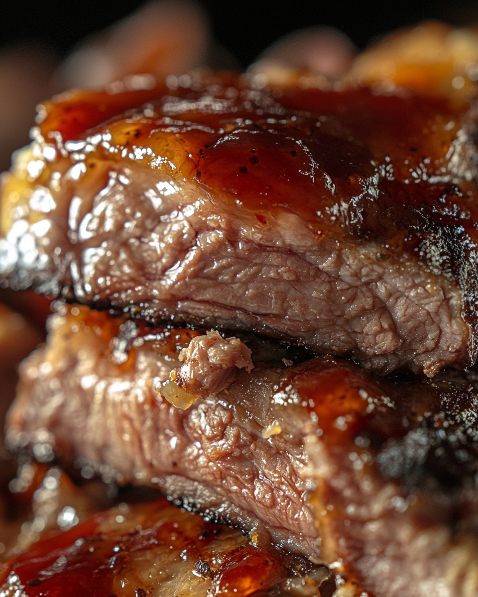 Close-up showing the texture and inside of Easter Glazed Lamb Recipe