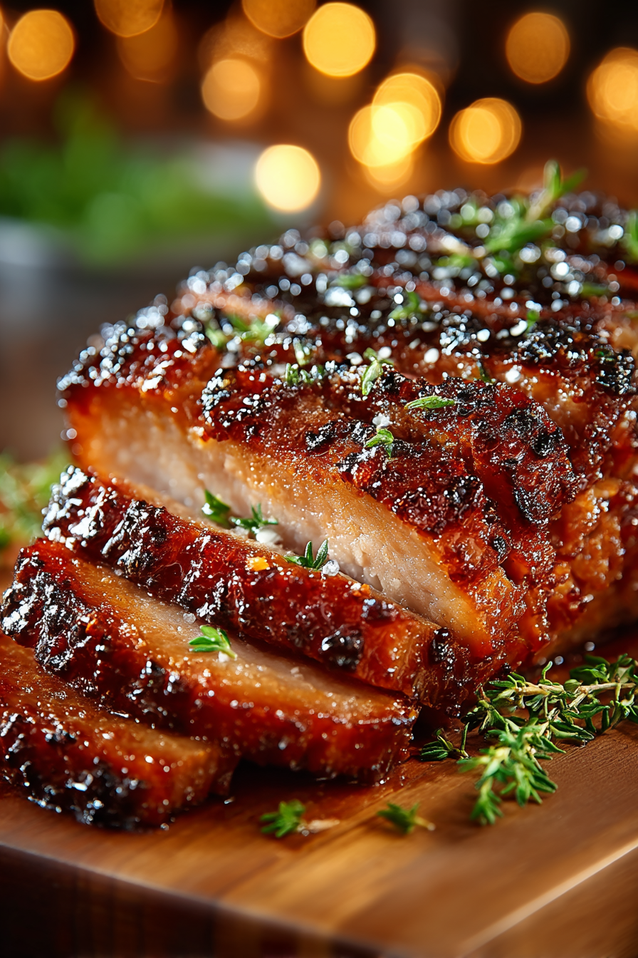 Easy glazed ham recipe with honey-brown sugar glaze, pineapple and cherry garnish