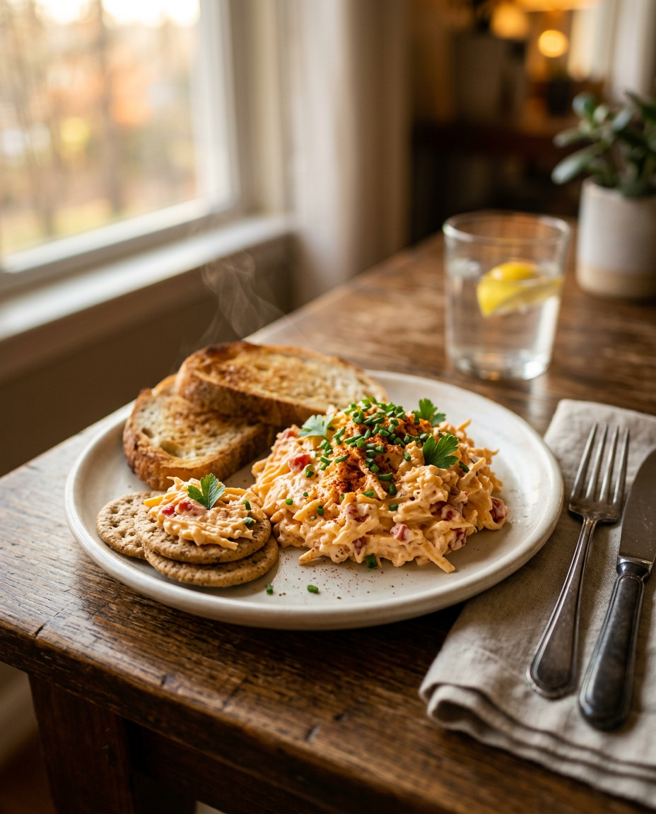 Easy Pimento Cheese Recipe served on a plate ready to eat